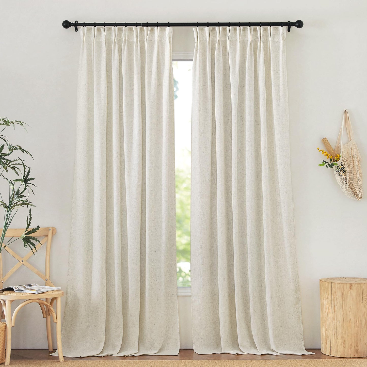NICETOWN Linen Curtains 52x108" 2 Panels
