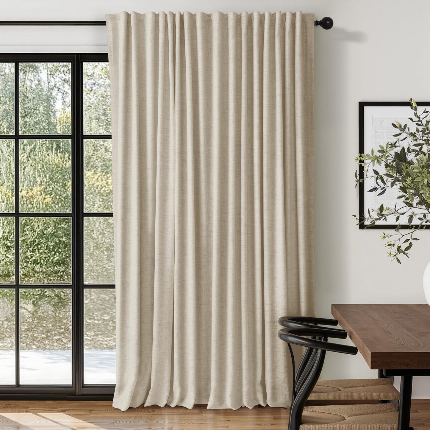 Linen Blackout Curtains 50x120" Moss Green, 2 Panels