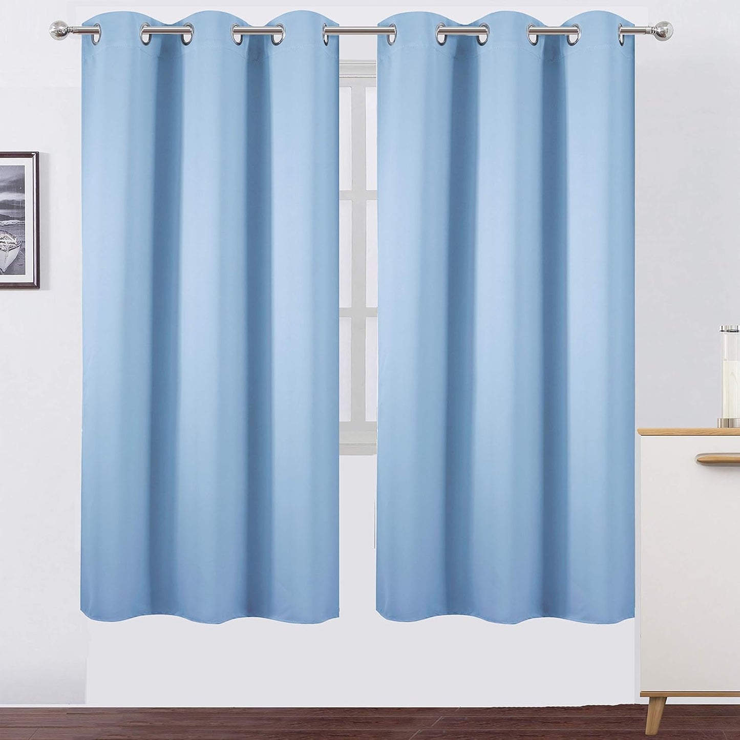LEMOMO Blackout Curtains 52x84" Black, 2 Panels