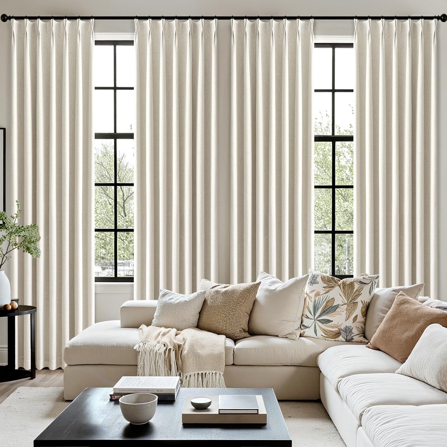 MIULEE Blackout Linen Curtains 96" 2 Panels