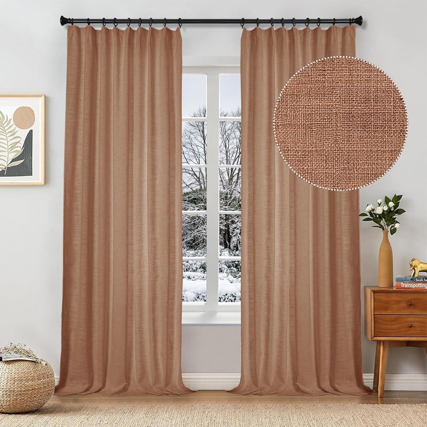 Linen Curtains – Snow White, 84" (2 Panels)