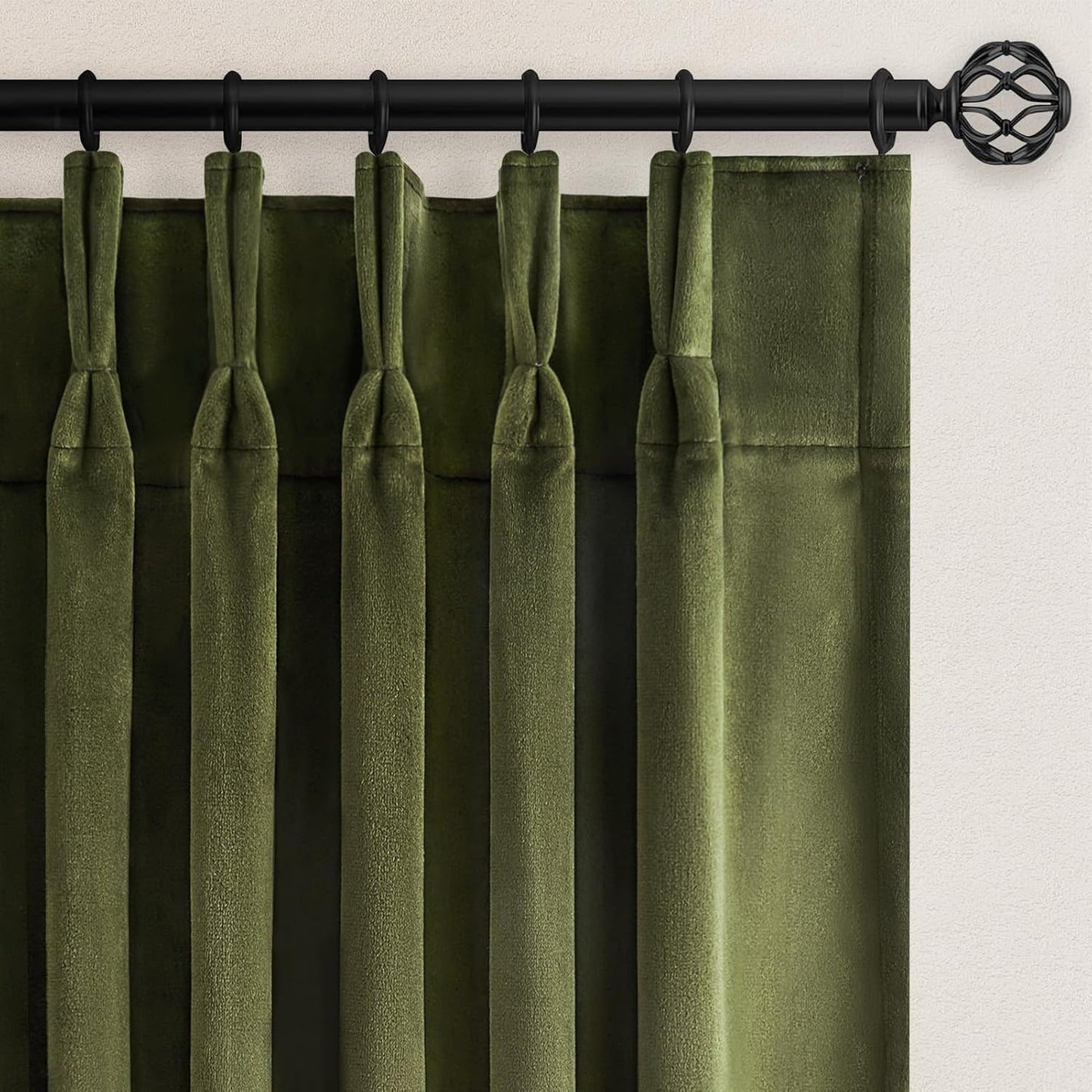 Cream Velvet Blackout Curtains 108", Set of 2