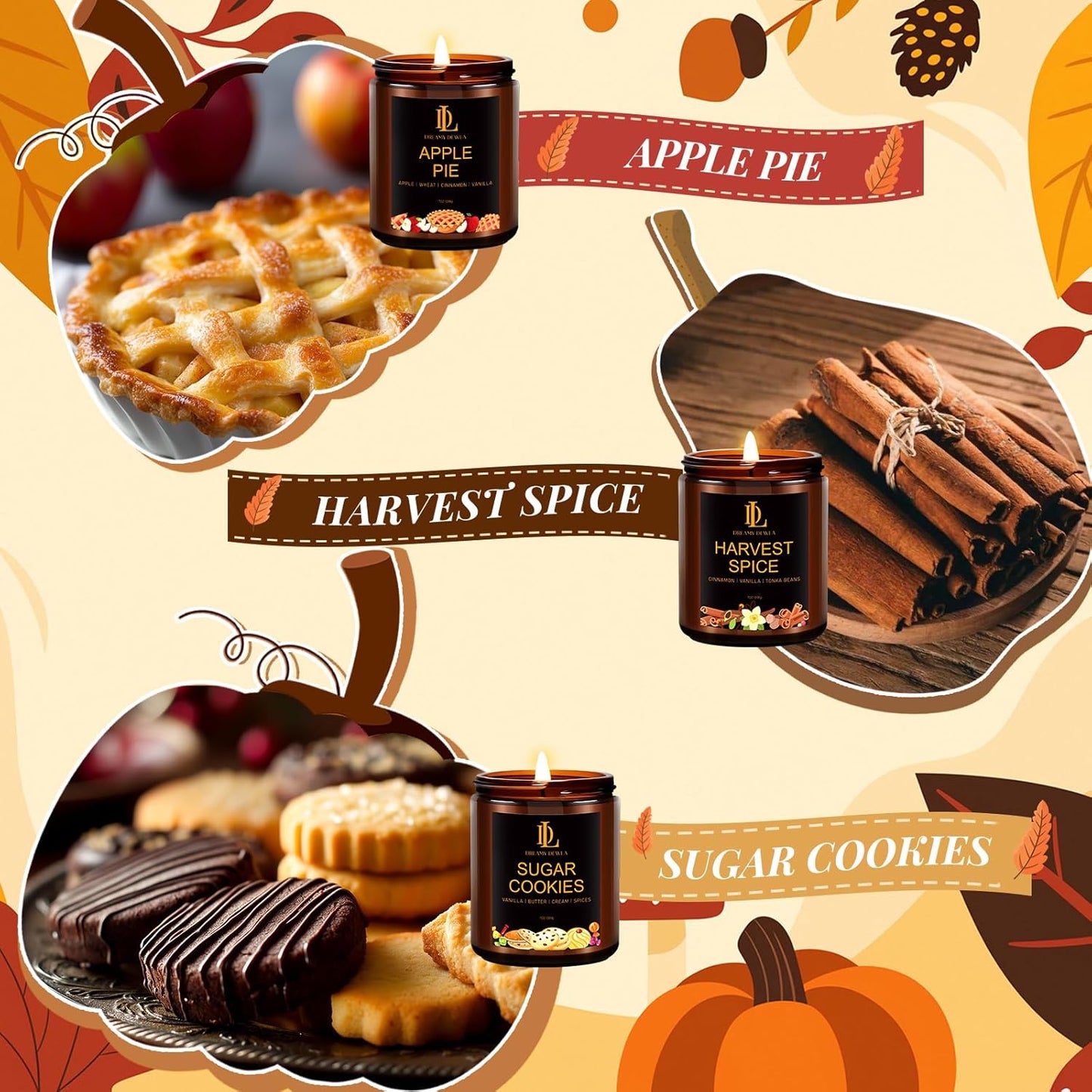 4-Pack Fall Scented Soy Candles
