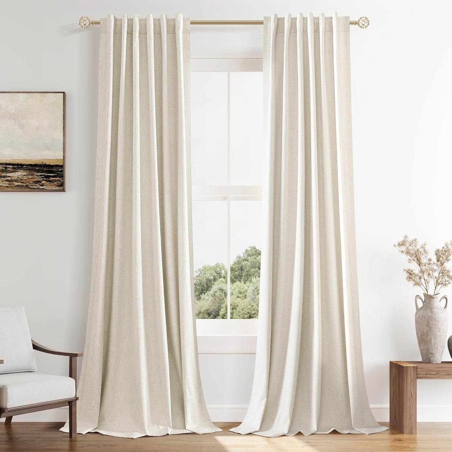 Cream Linen Blackout Curtains – 2 Panels
