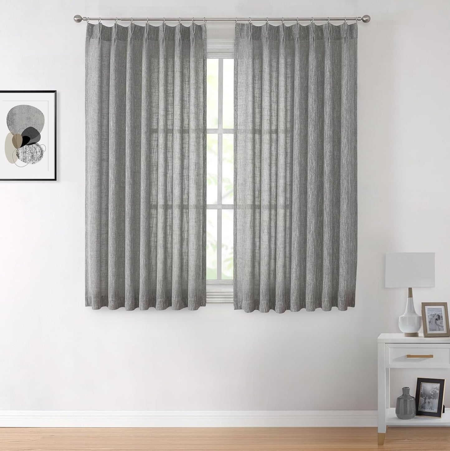 Pinch Pleat Sheer Curtains 42x95, 2 Panels