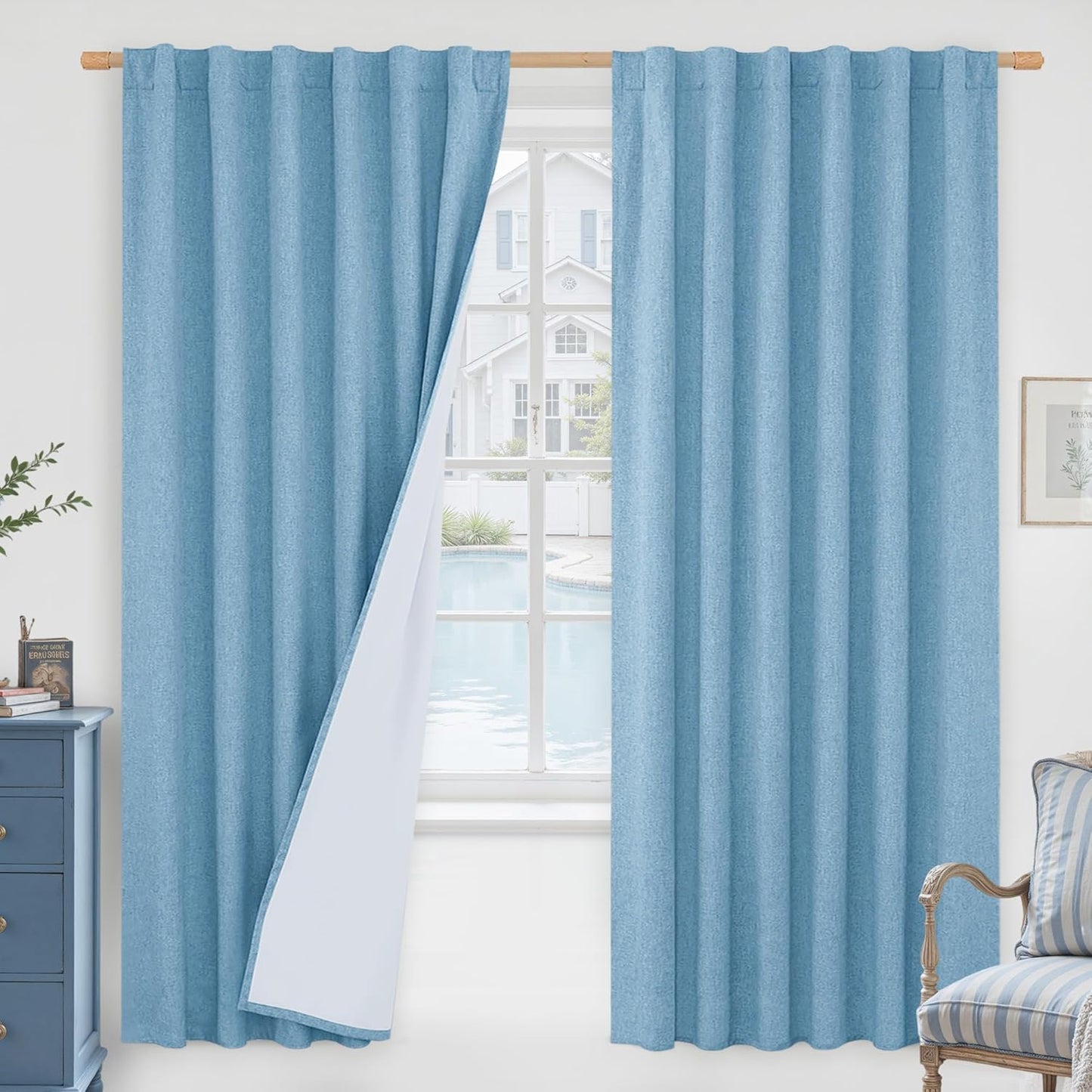 LAMIT Linen Blackout Curtains 60x84" Taupe, 2 Panels