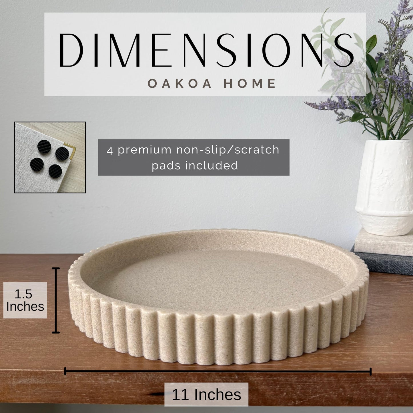 OAKOA Round Concrete Decorative Tray
