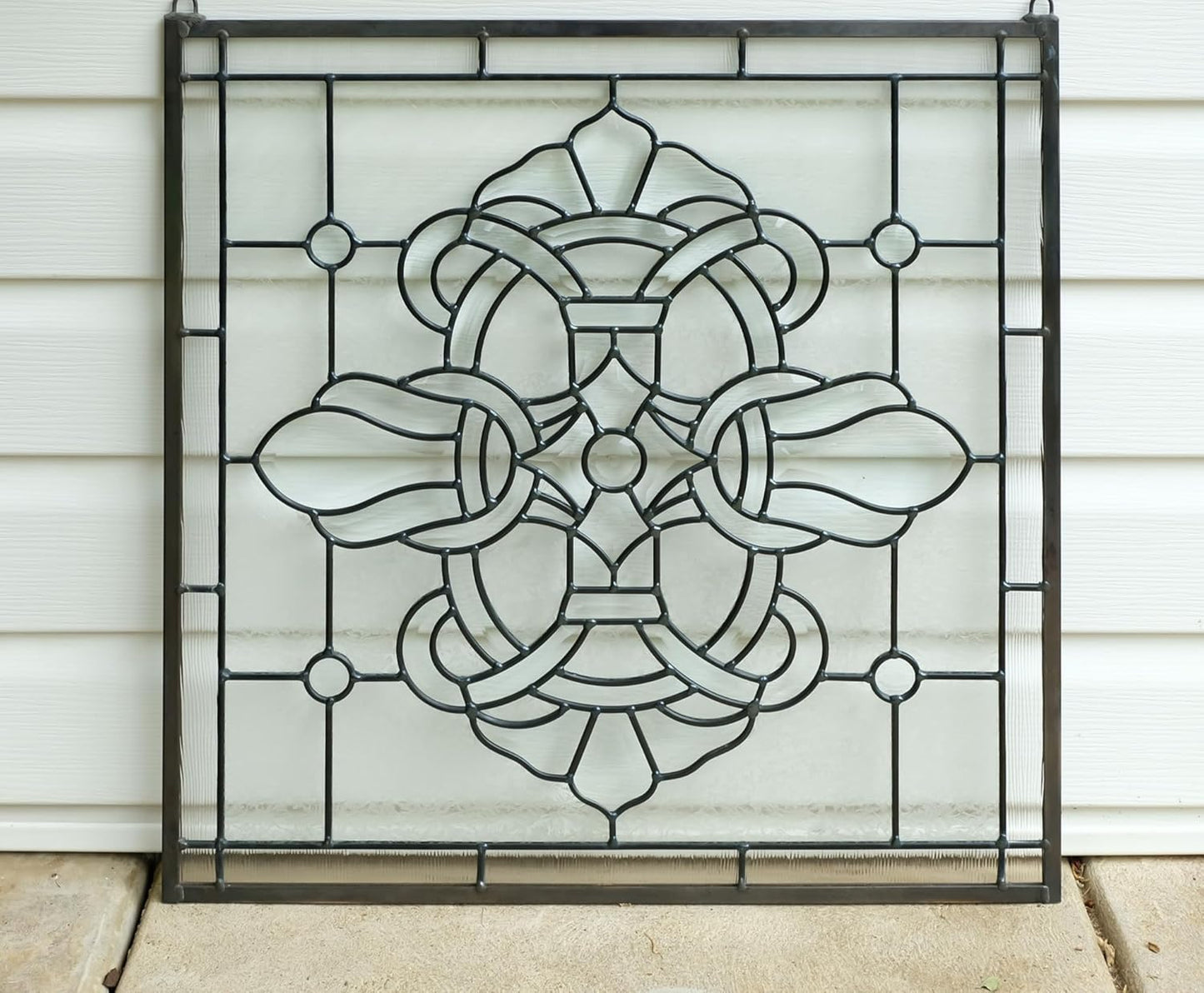 All Clear Stained Glass Beveled Window Panel, 24" X 24"