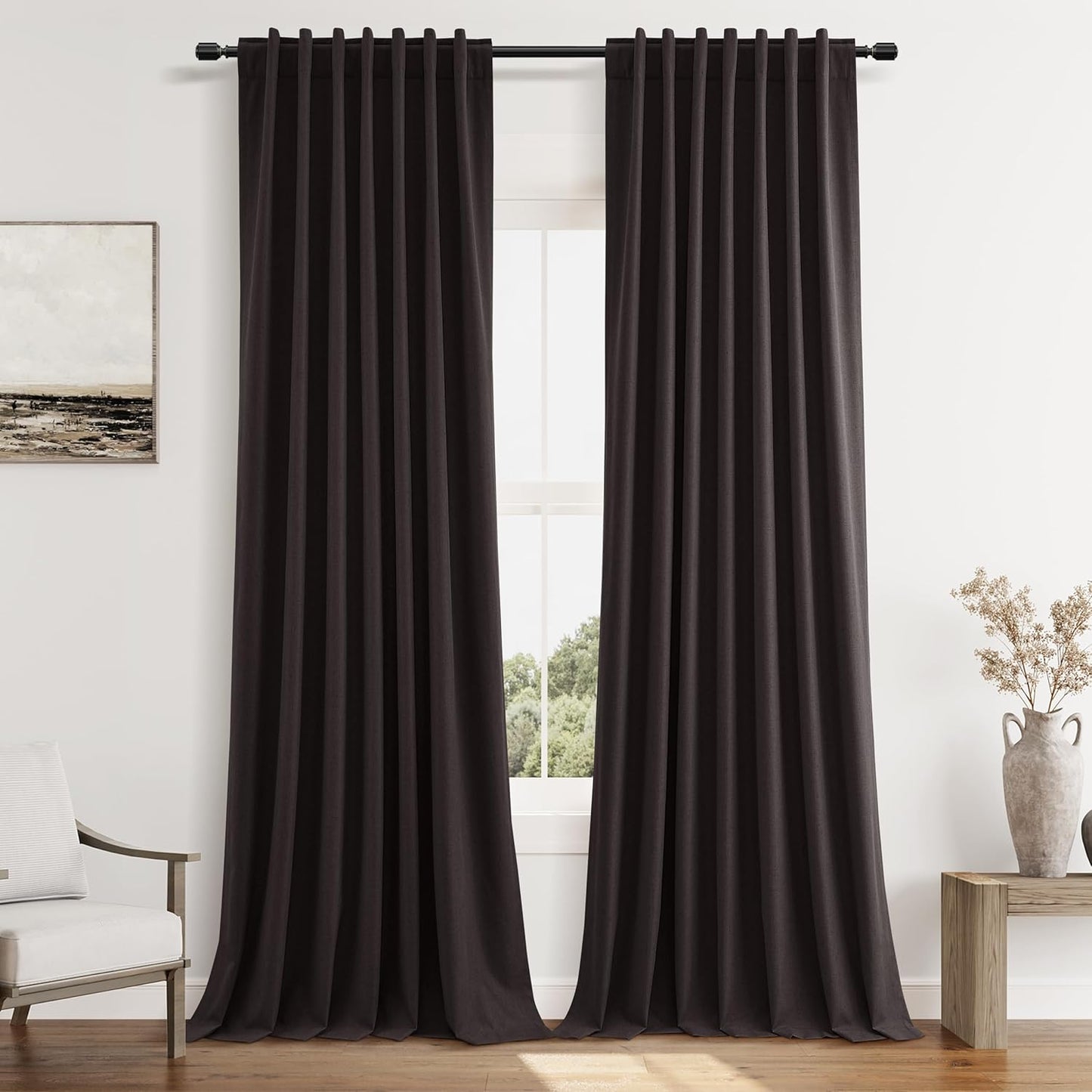 Cream Linen Blackout Curtains – 2 Panels