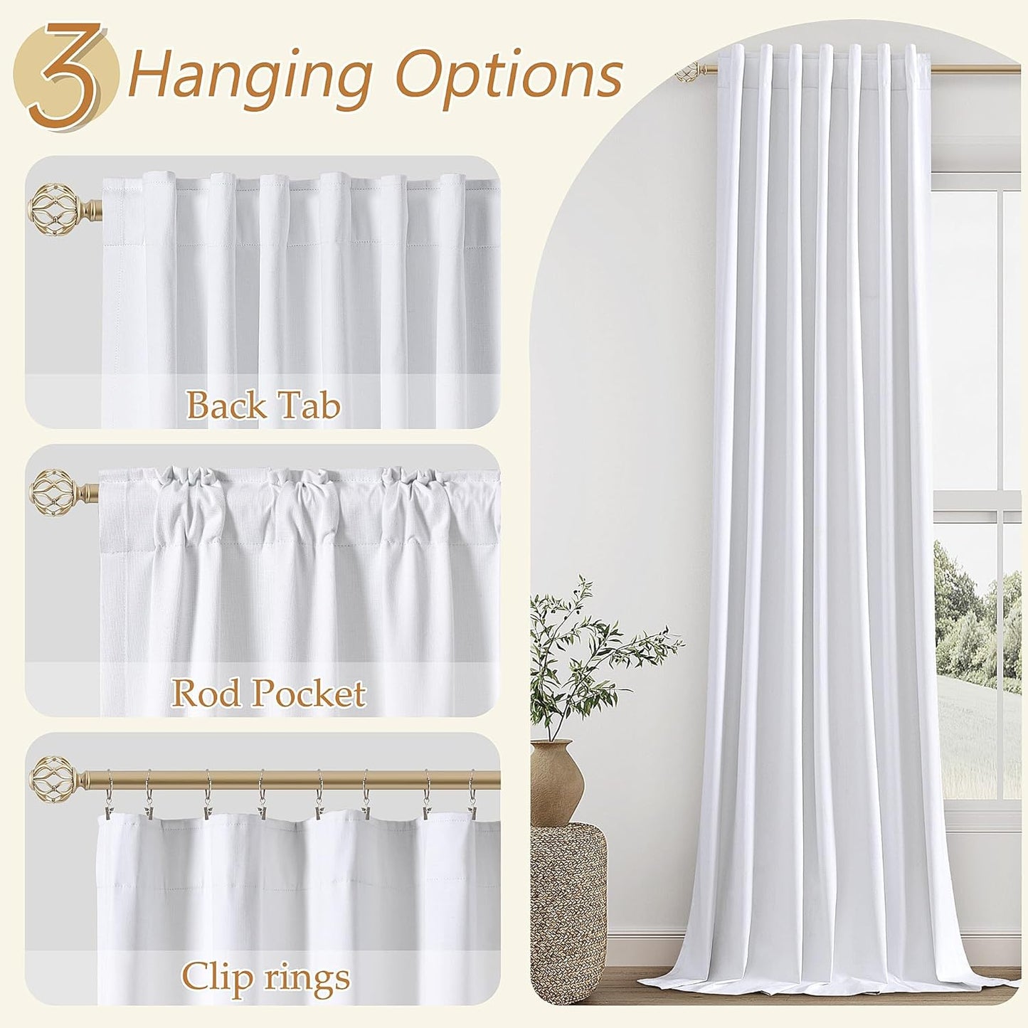 Cream Linen Blackout Curtains – 2 Panels