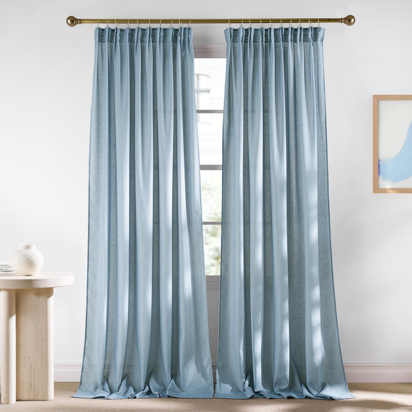 NICETOWN Linen Curtains 52x108" 2 Panels