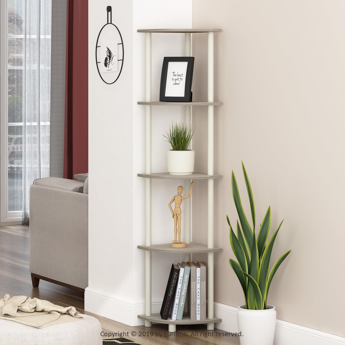 Furinno 5-Tier Corner Shelf, Espresso/Black