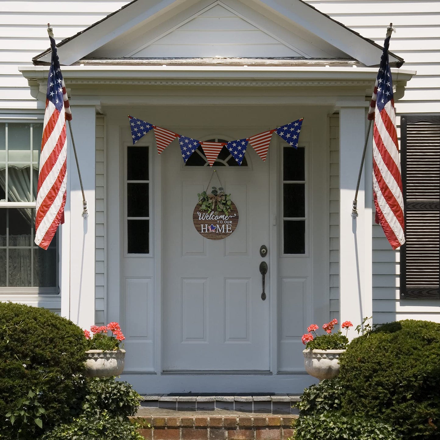 Seasonal Welcome Sign, Rustic Round Door Wreath