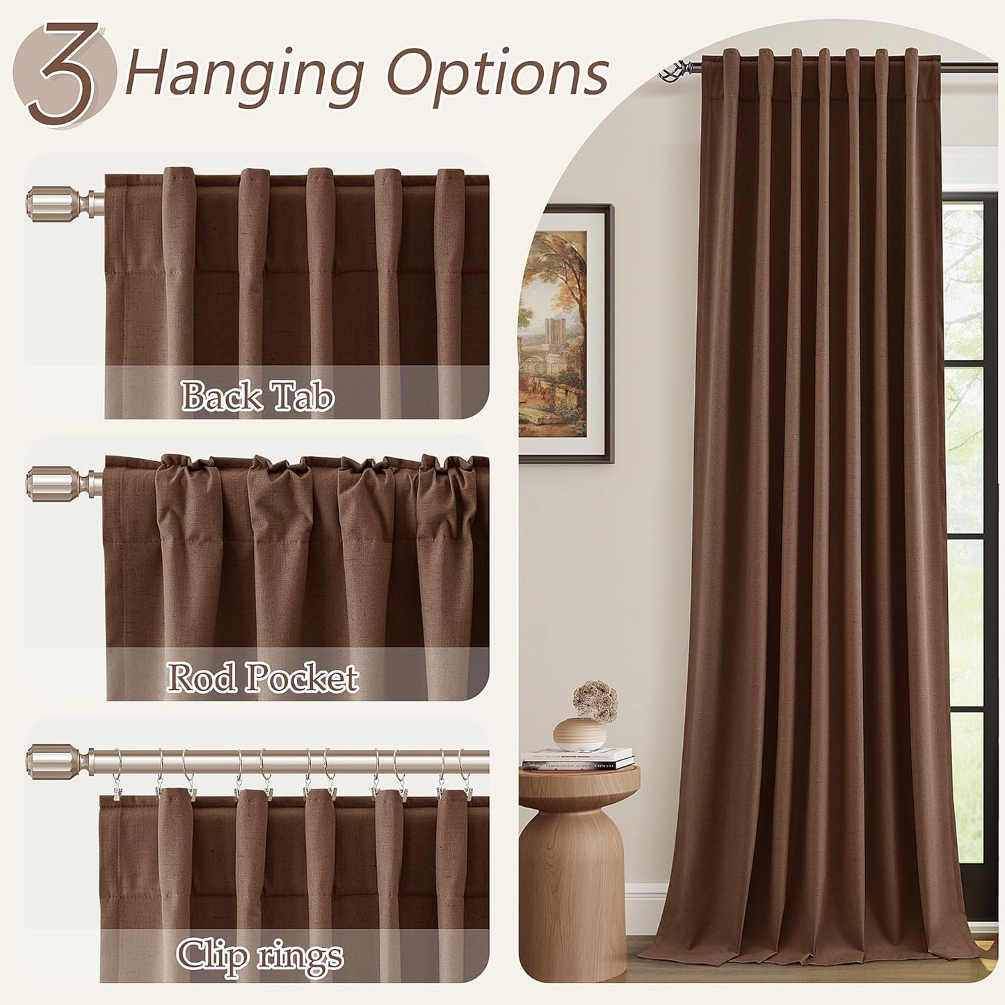 Cream Linen Blackout Curtains – 2 Panels
