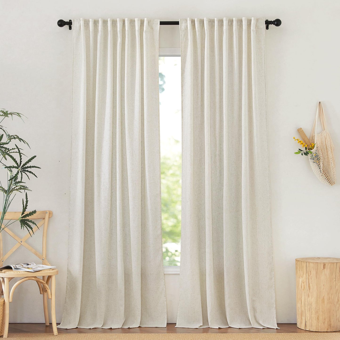 NICETOWN Linen Curtains 52x108" 2 Panels