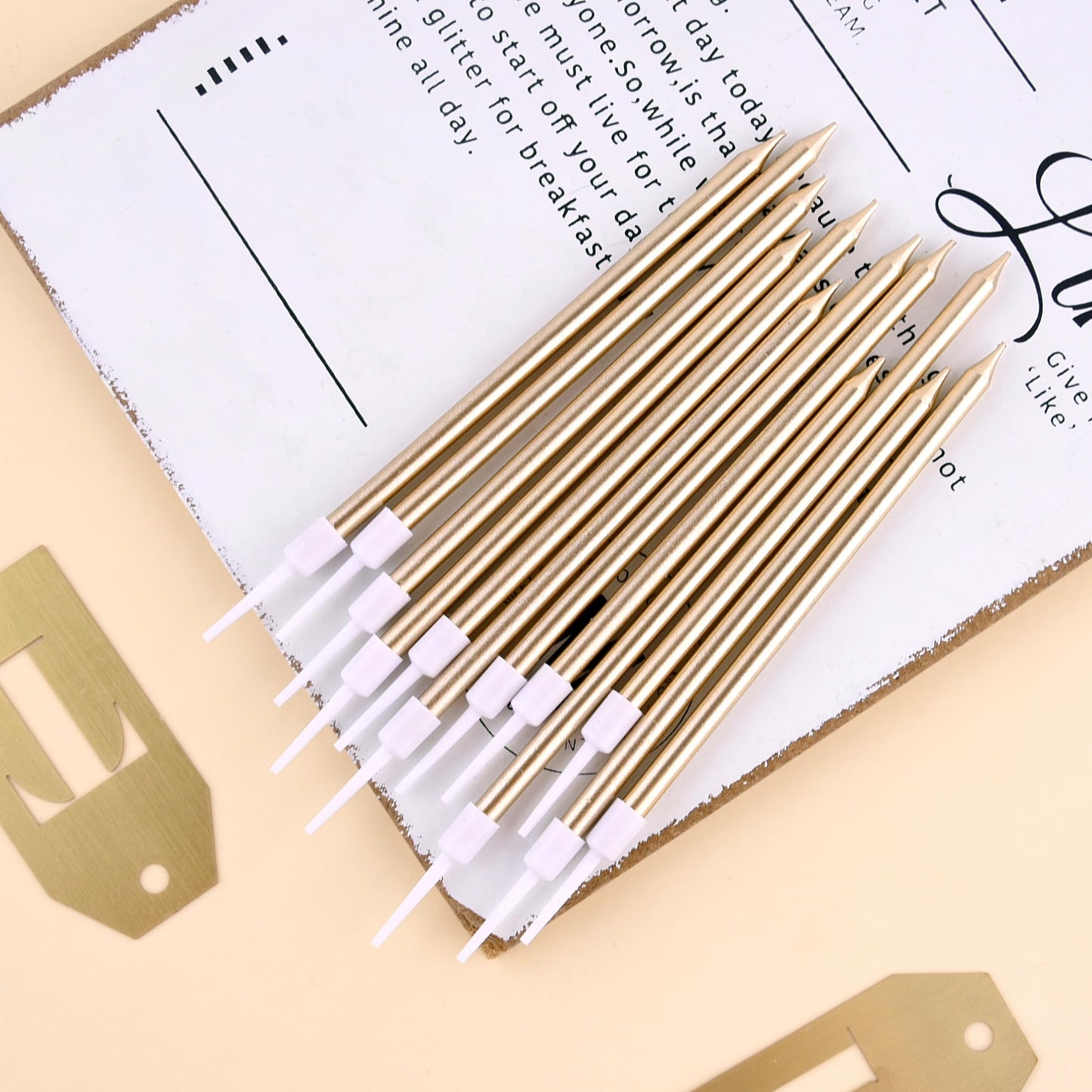 PHD CAKE Gold Long Thin Metallic Birthday Candles