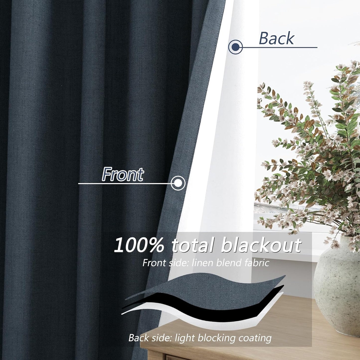 Cream Linen Blackout Curtains – 2 Panels