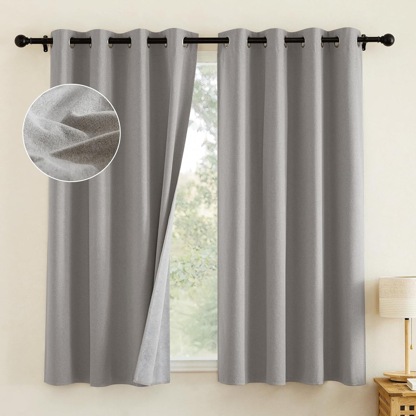 NICETOWN Grey Blackout Curtains 70x108, Set of 2
