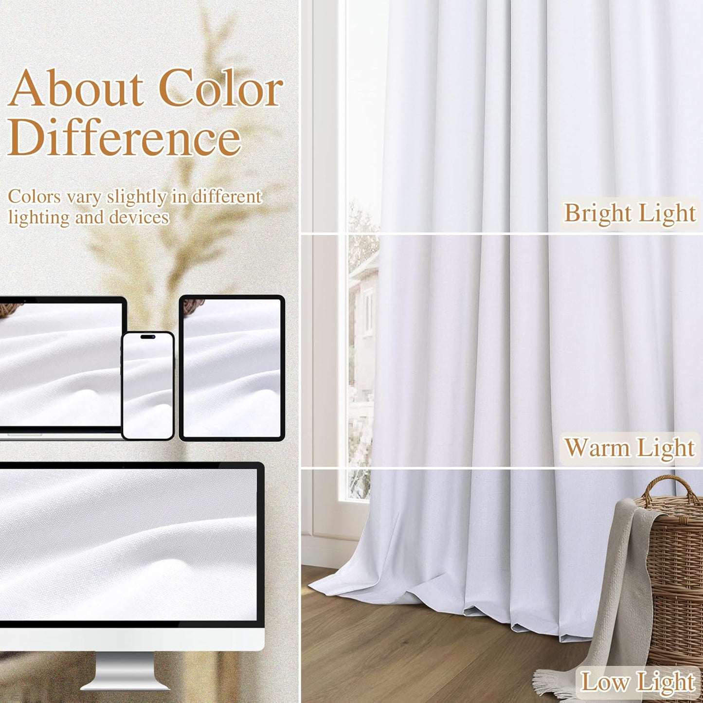 Cream Linen Blackout Curtains – 2 Panels