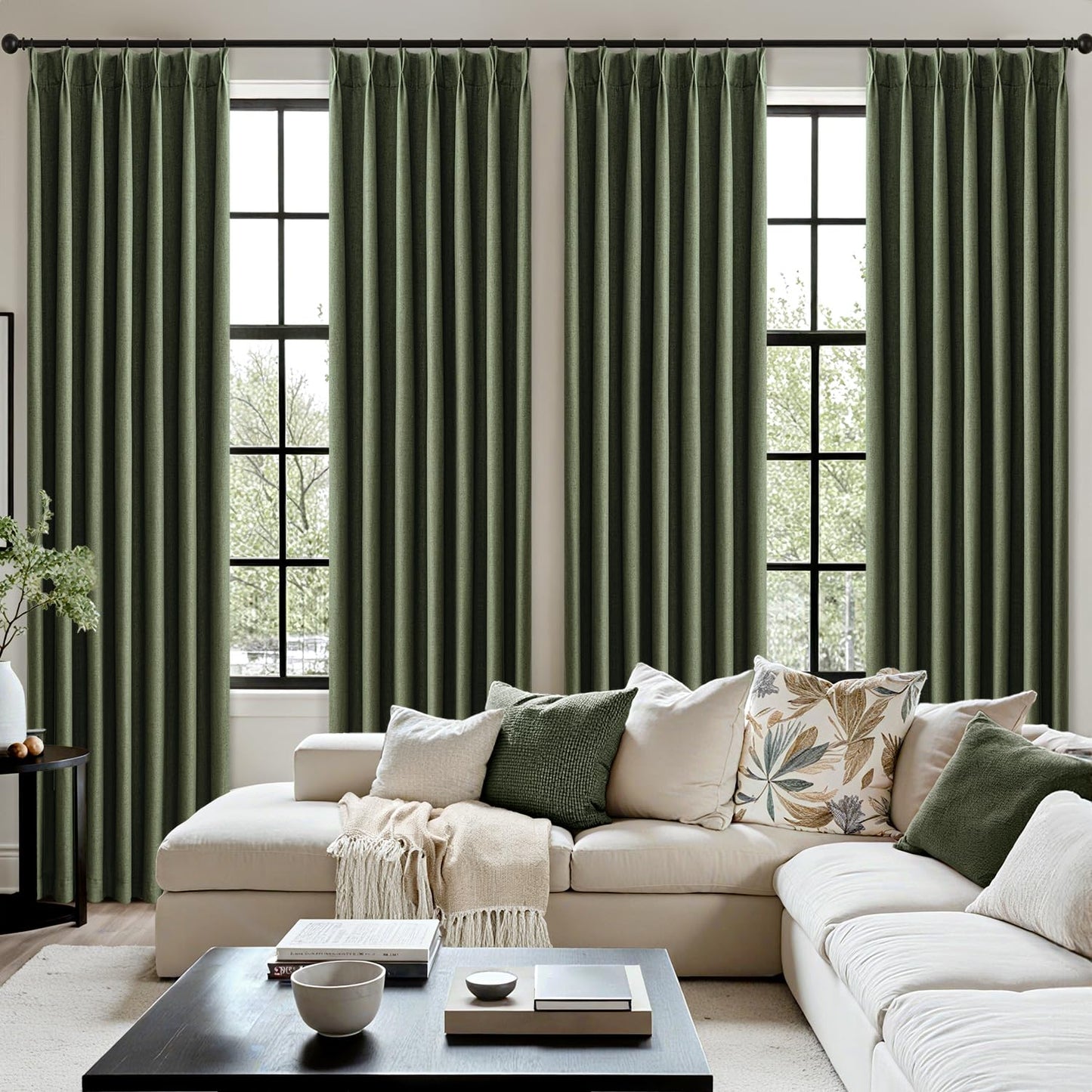 MIULEE Blackout Linen Curtains 96" 2 Panels