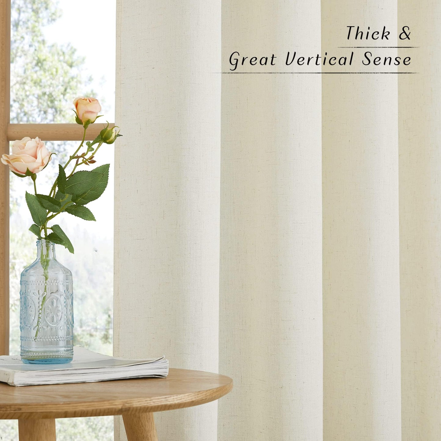 NICETOWN Linen Curtains 52x108" 2 Panels