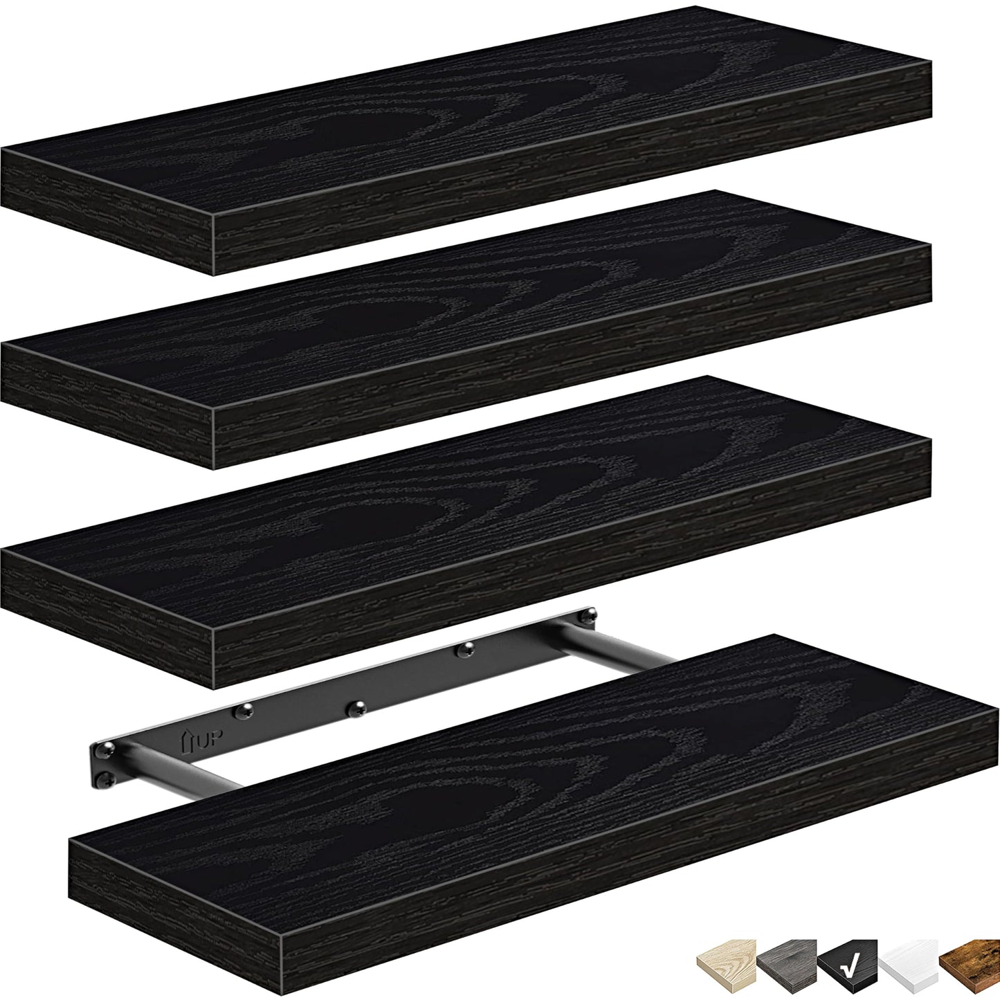 QEEIG Floating Shelves, 3pcs, Rustic Brown
