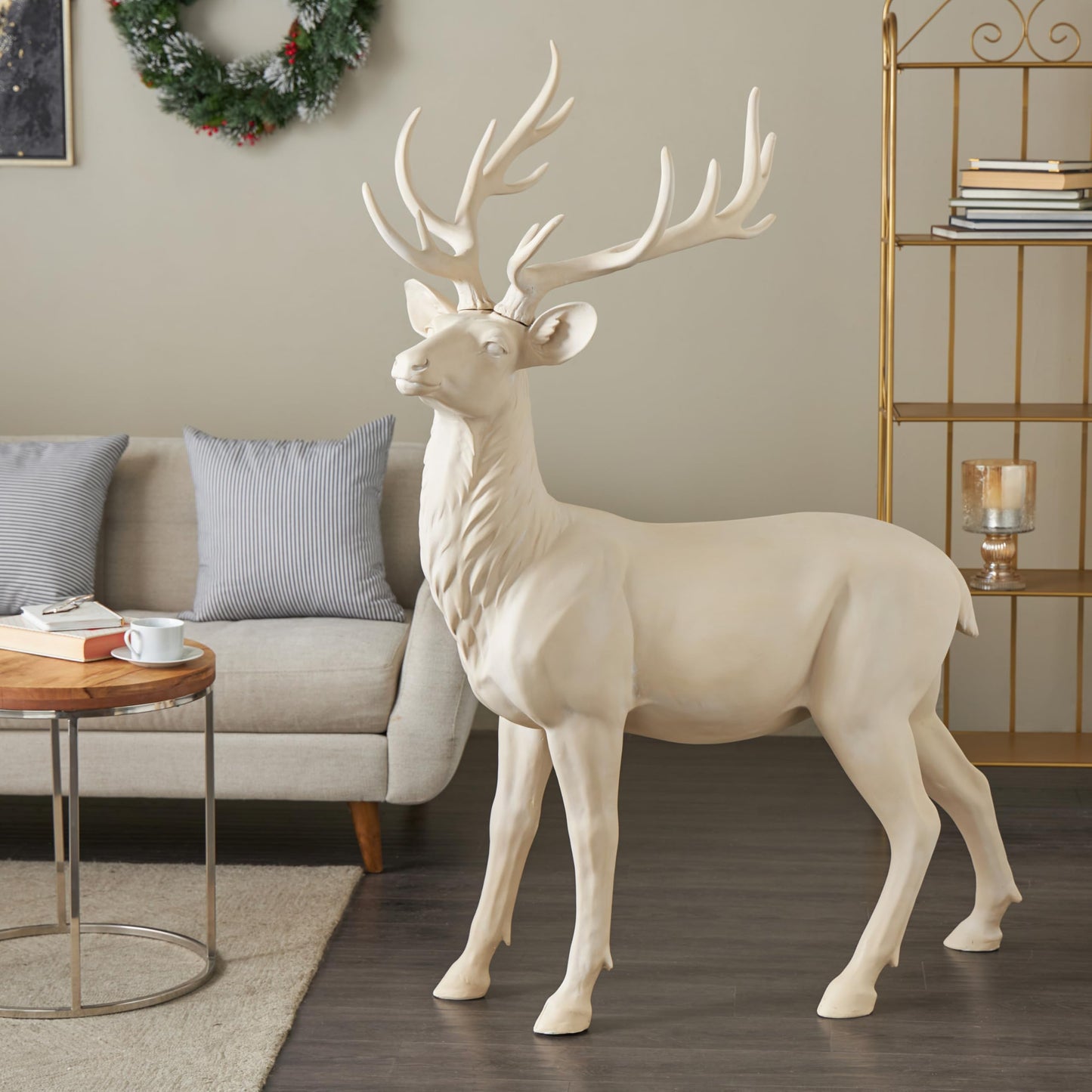 Deco 79 Cream Reindeer Statue 50"