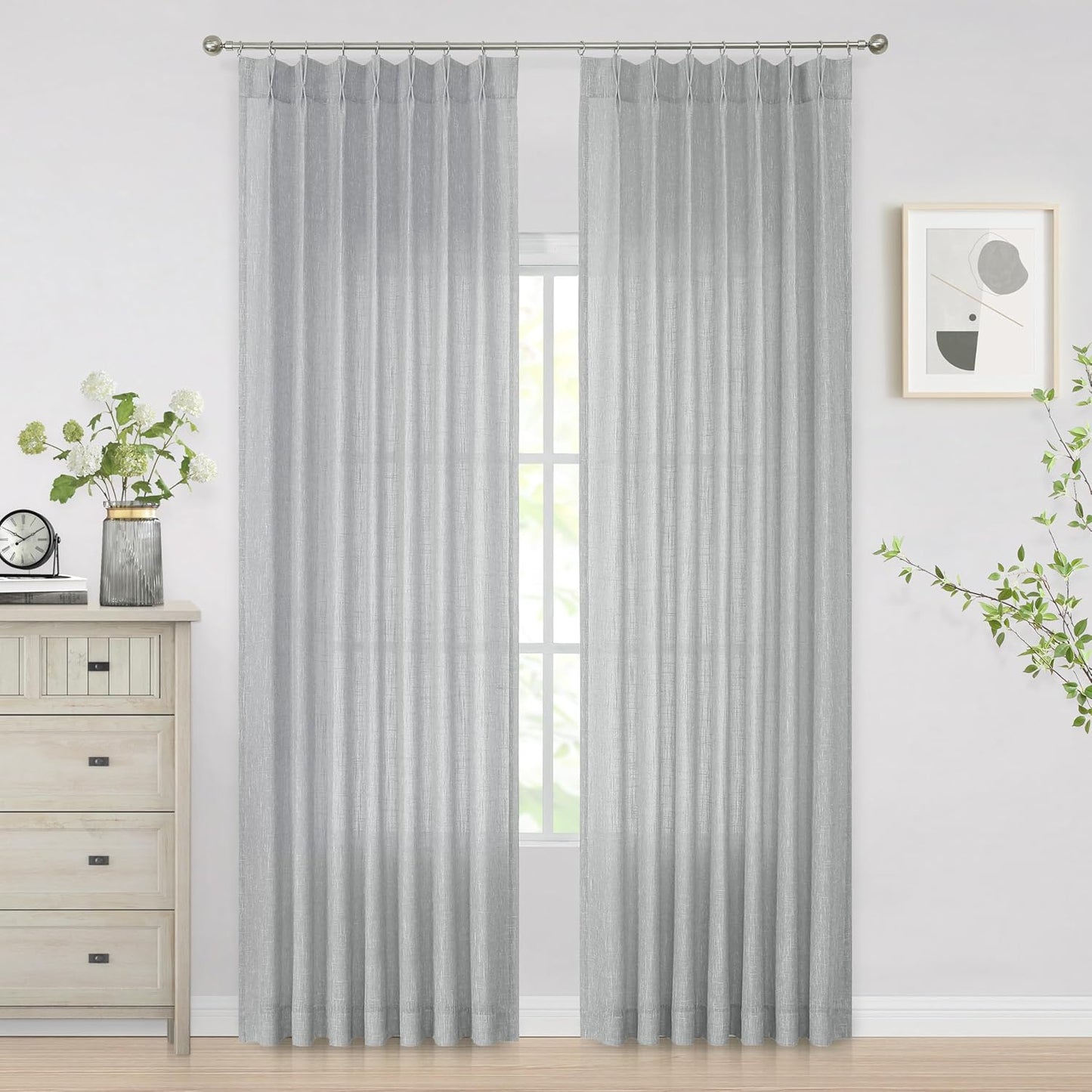Pinch Pleat Sheer Curtains 42x95, 2 Panels
