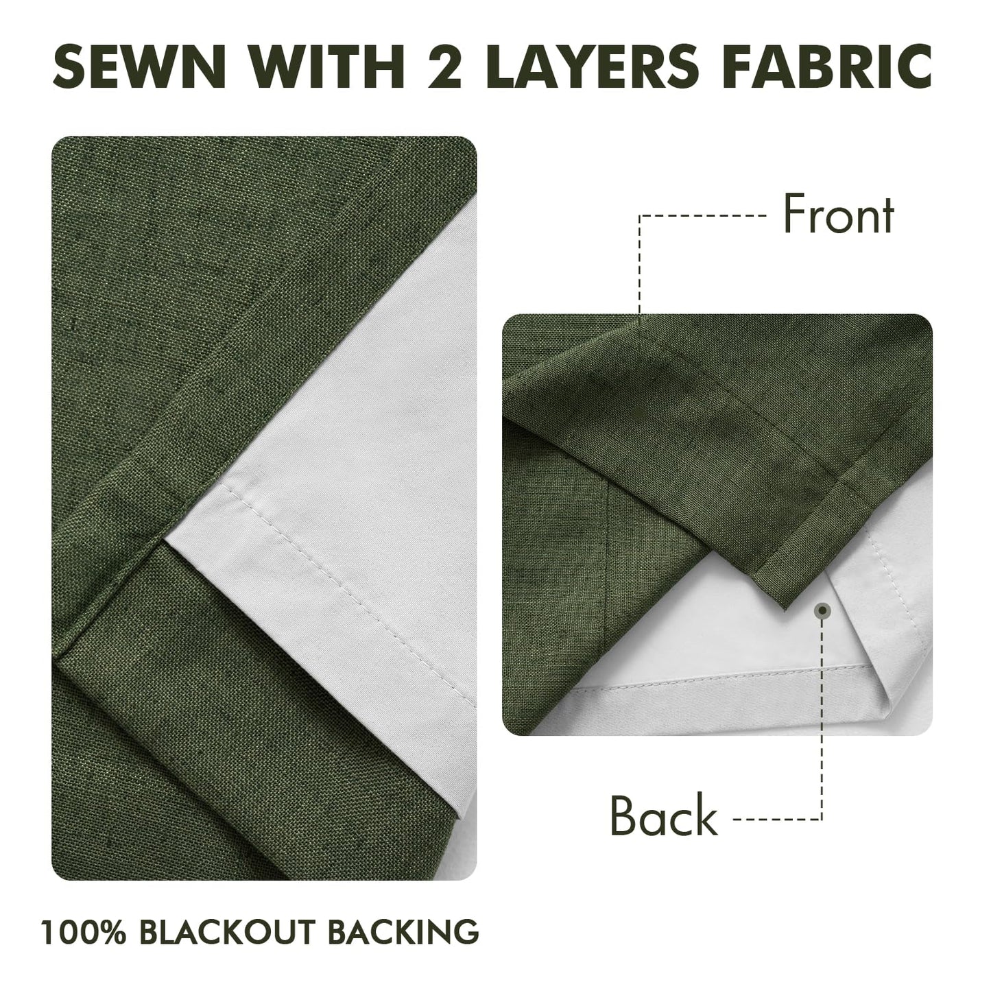 MIULEE Blackout Linen Curtains 96" 2 Panels