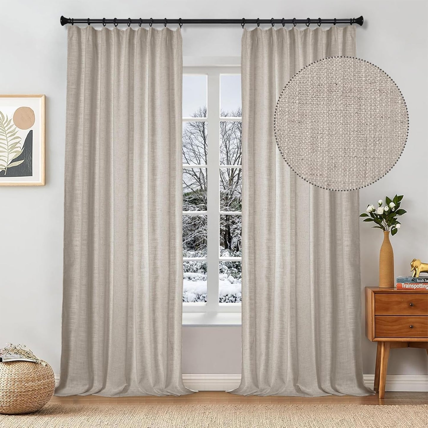 Linen Curtains – Snow White, 84" (2 Panels)