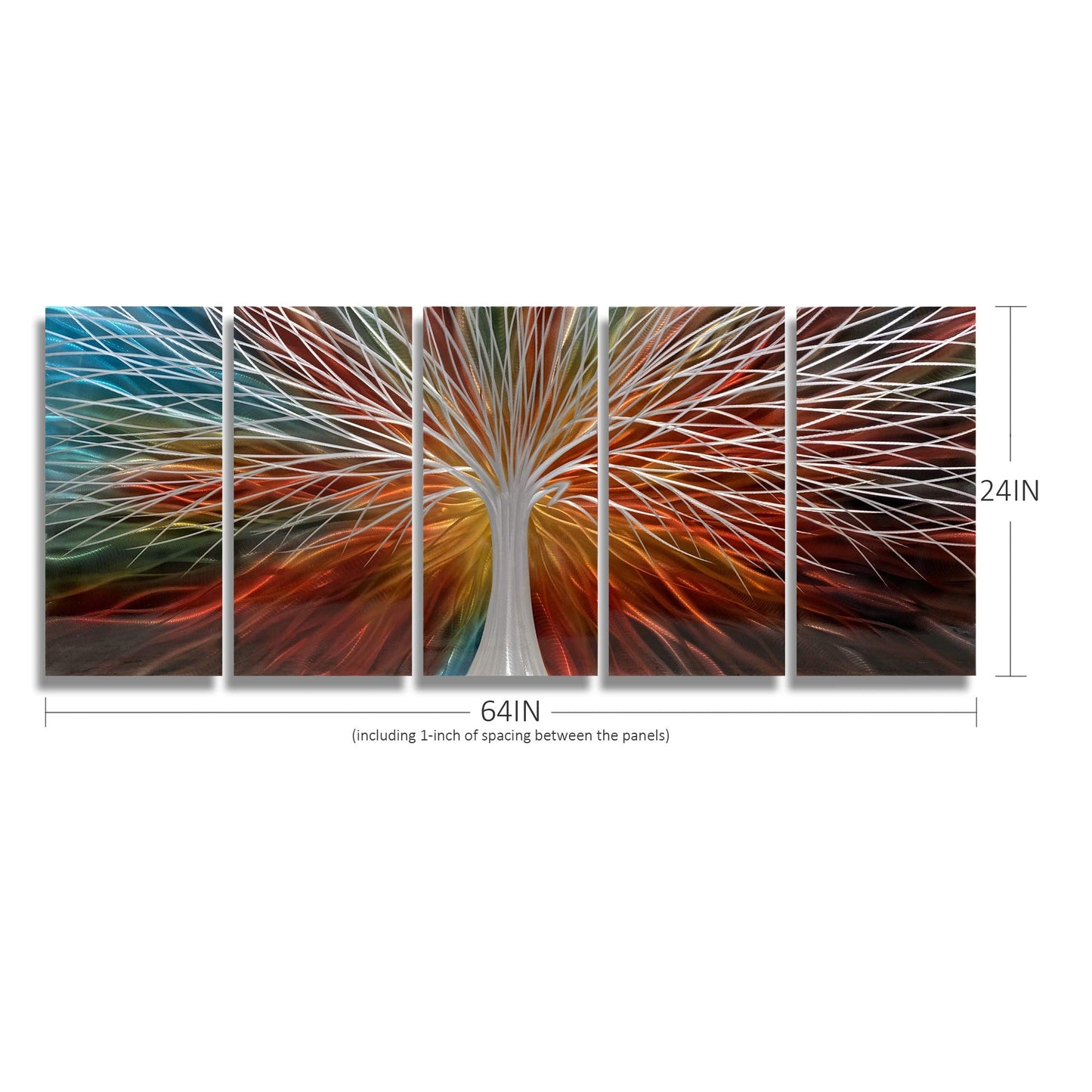 BATRENDY ARTS Silver Tree Wall Art