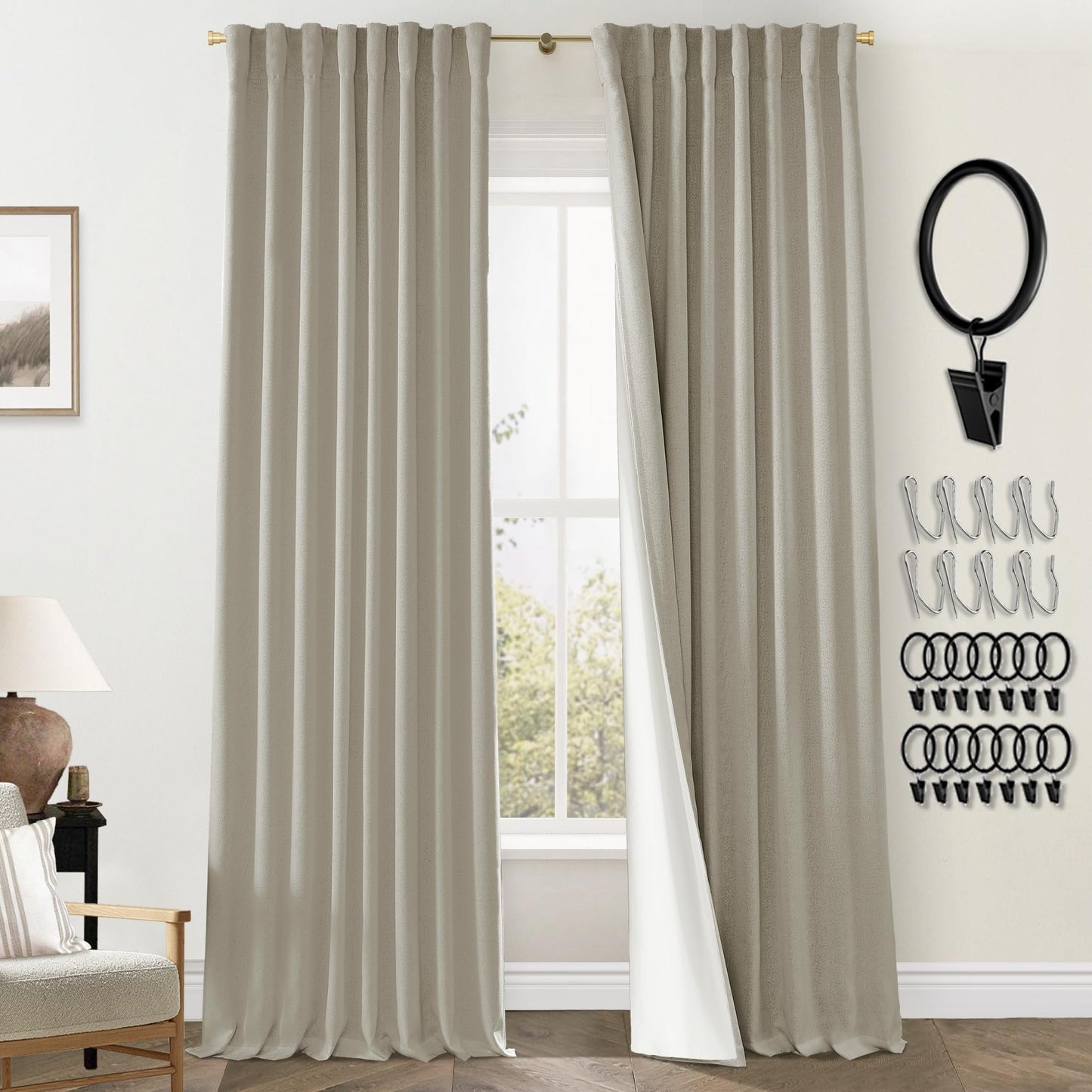 Boho Blackout Curtains Cream 70x90, 2 Panels