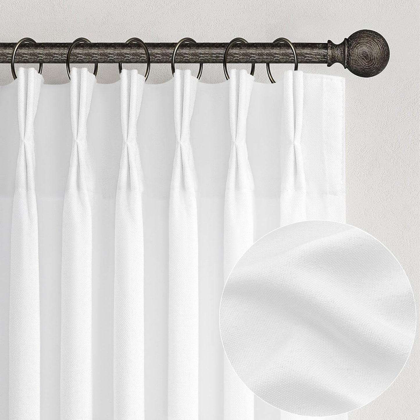 Rustic Linen Curtains, Oatmeal Beige 96" Set of 2