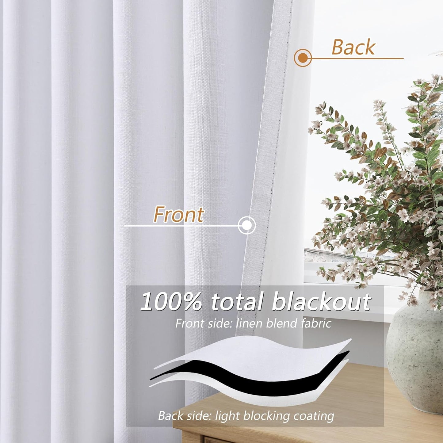 Cream Linen Blackout Curtains – 2 Panels