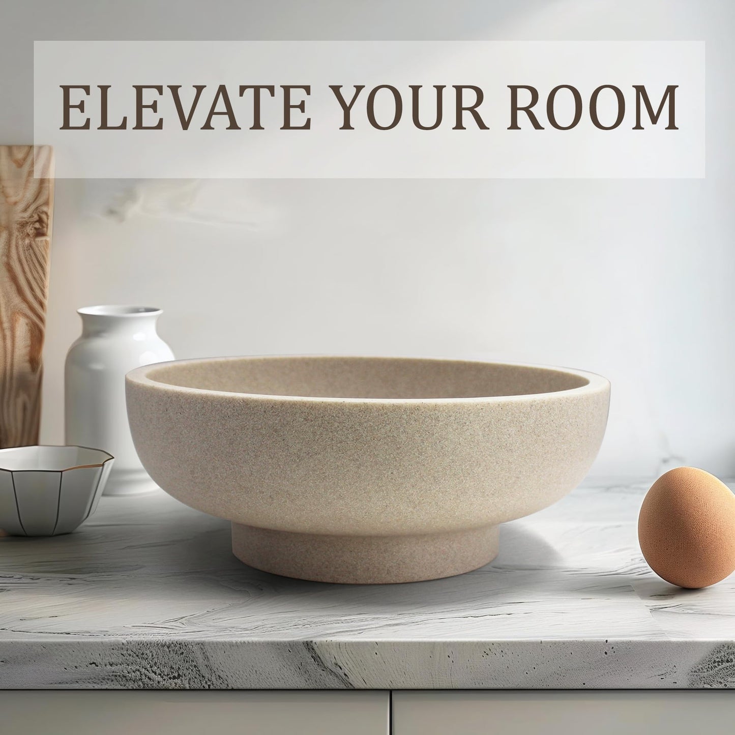 Large Resin Decorative Bowl, Sand Beige