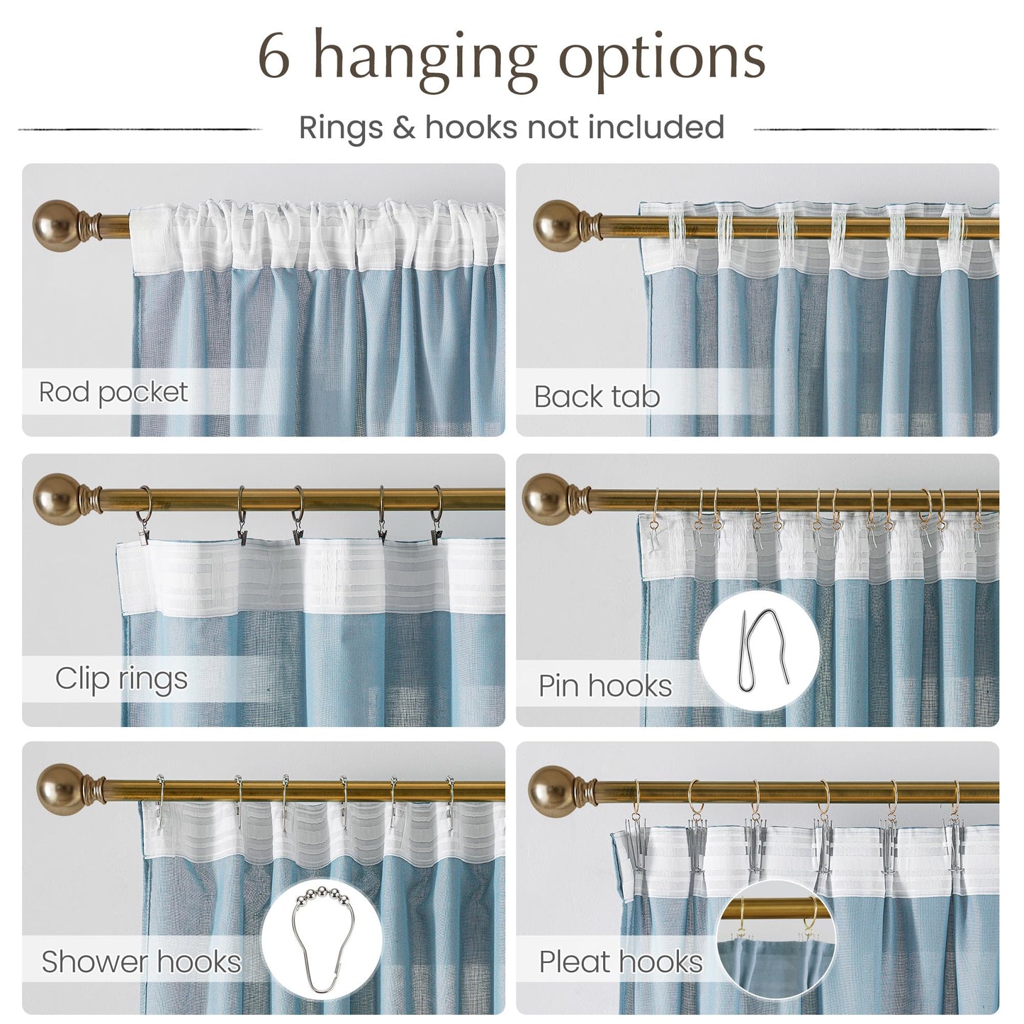 NICETOWN Linen Curtains 52x108" 2 Panels