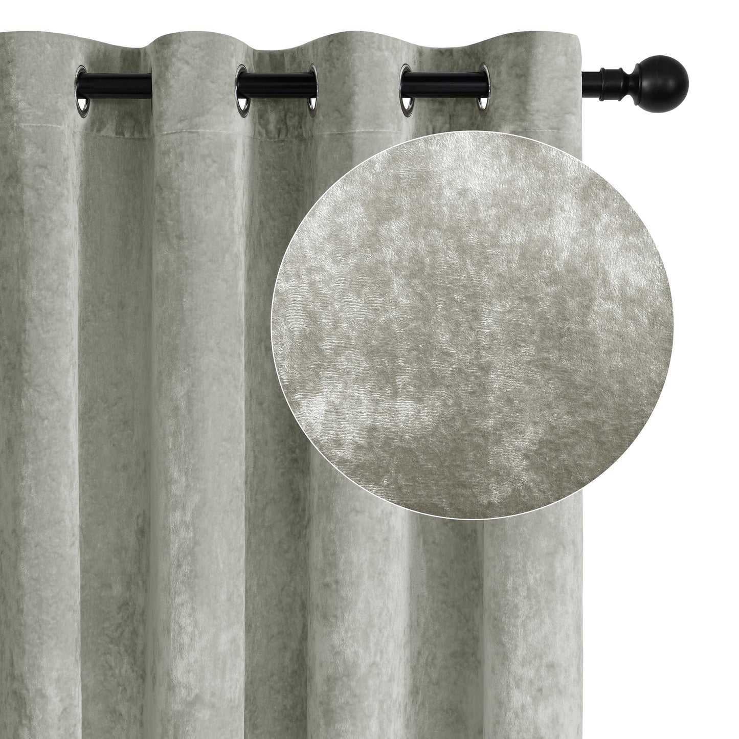 SNITIE Velvet Curtains 52x108" Ivory, 2 Panels