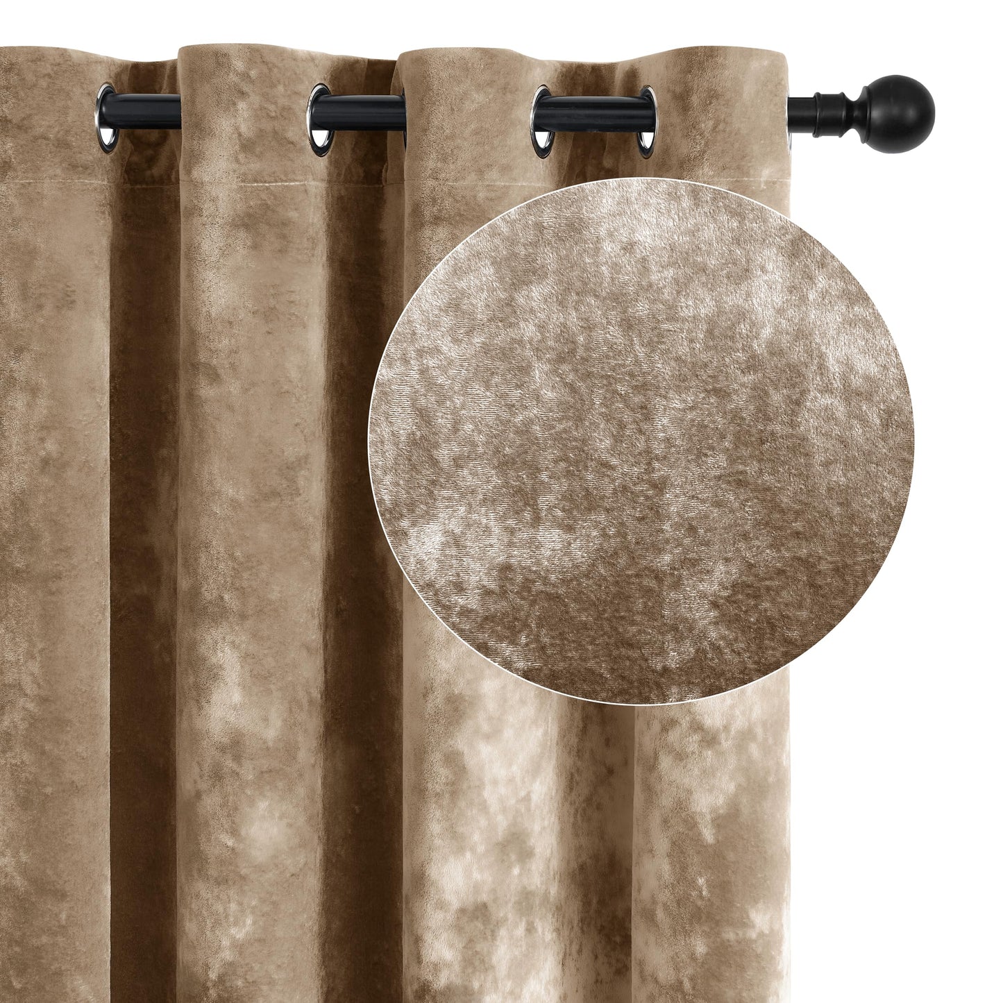 SNITIE Velvet Curtains 52x108" Ivory, 2 Panels