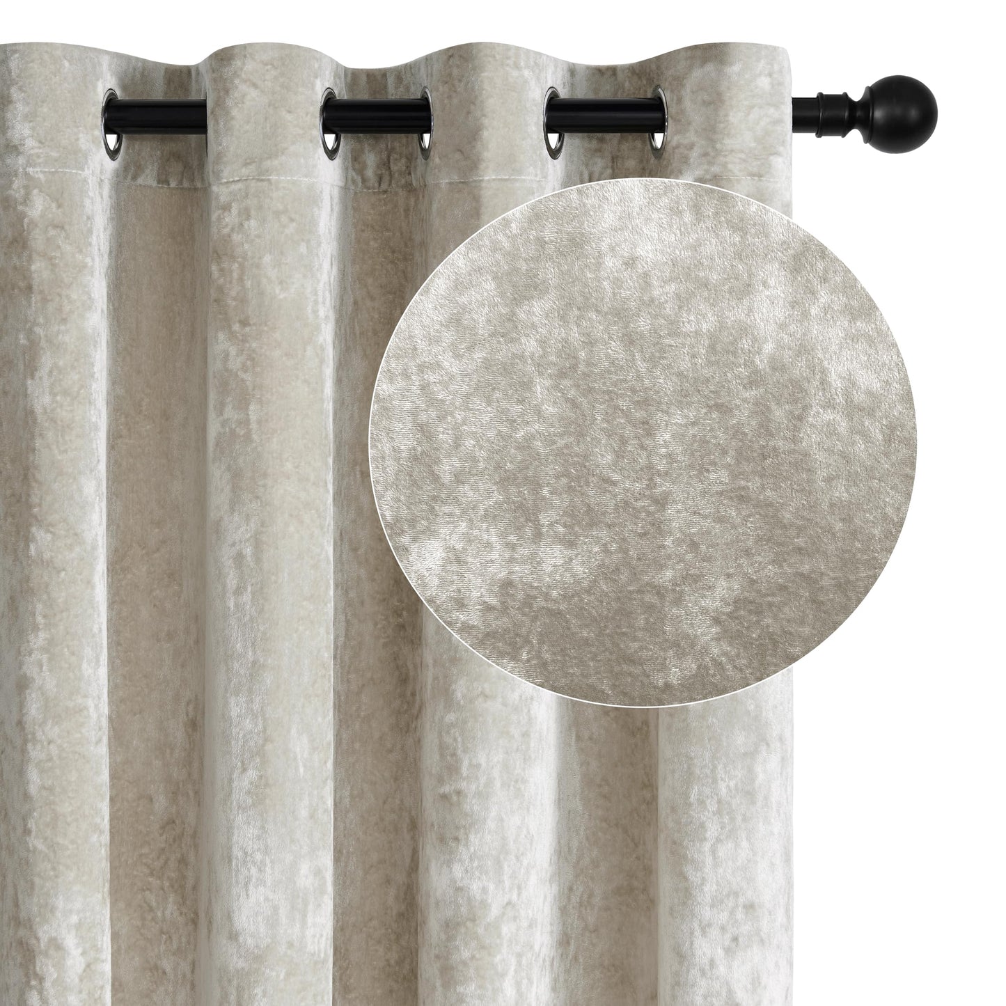 SNITIE Velvet Curtains 52x108" Ivory, 2 Panels