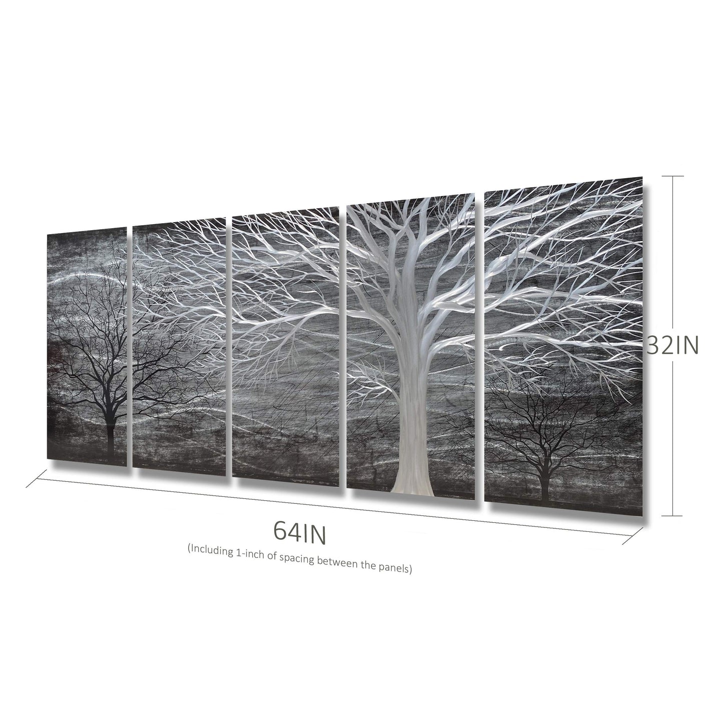 BATRENDY ARTS Silver Tree Wall Art