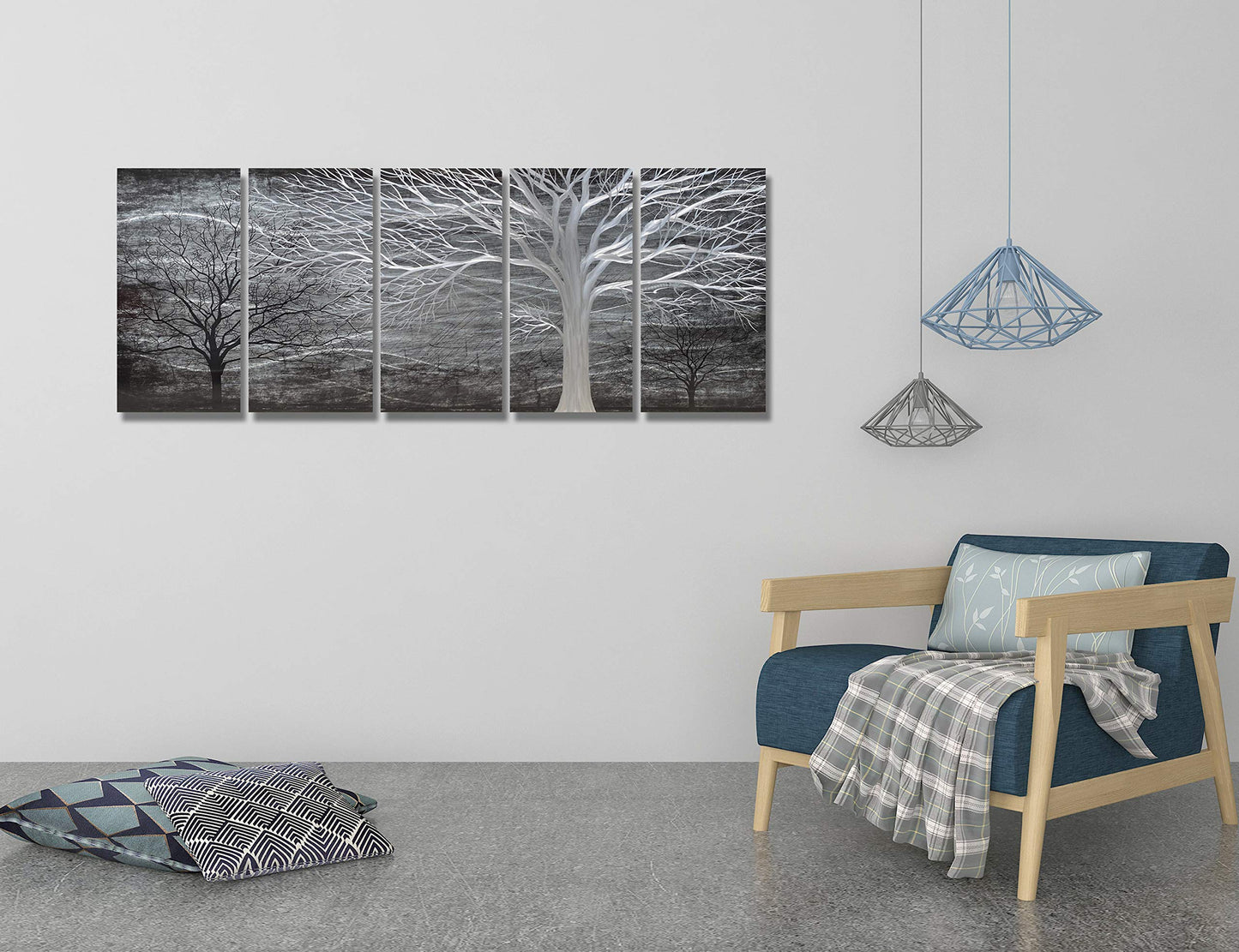 BATRENDY ARTS Silver Tree Wall Art