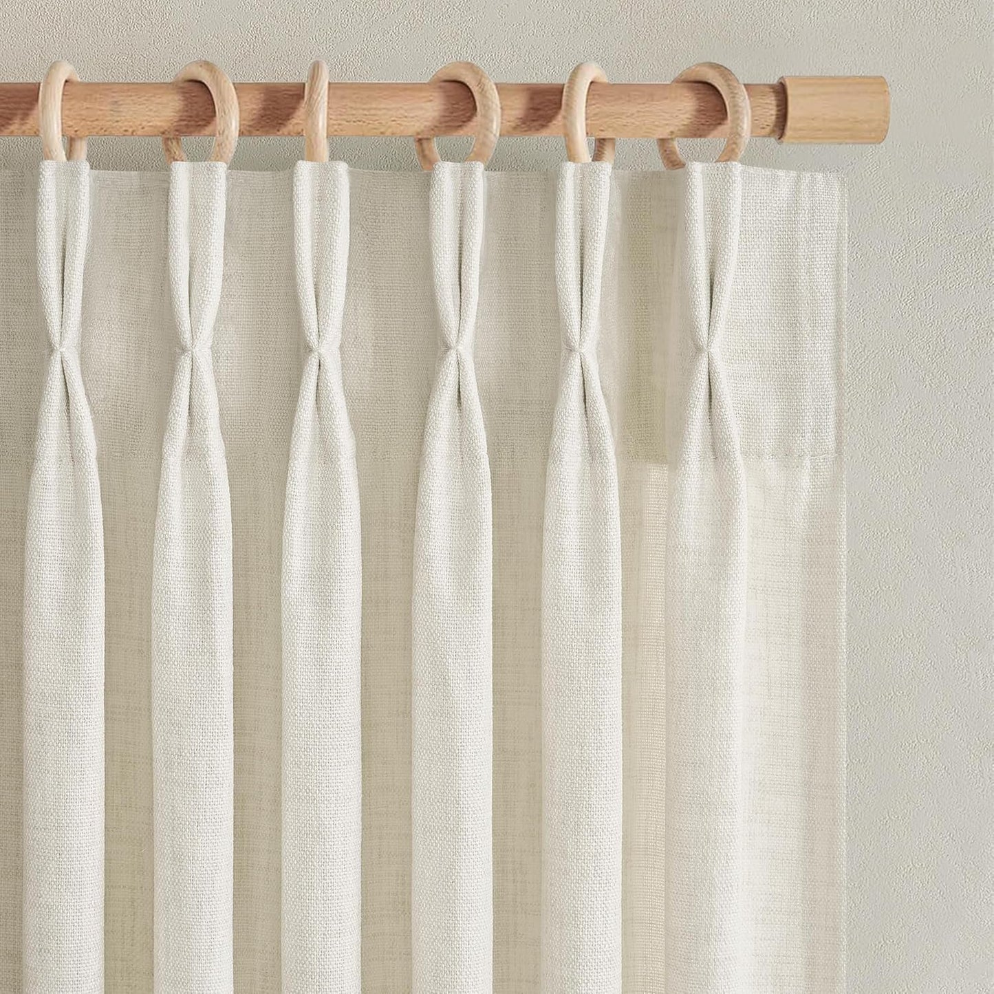 Rustic Linen Curtains, Oatmeal Beige 96" Set of 2