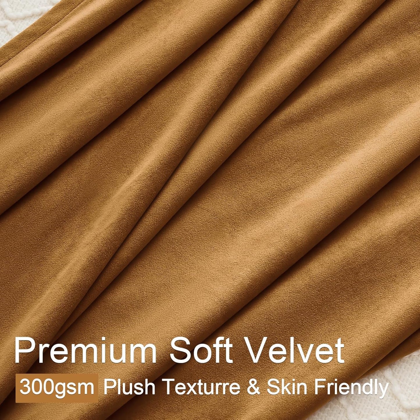 Cream Velvet Blackout Curtains 108", Set of 2