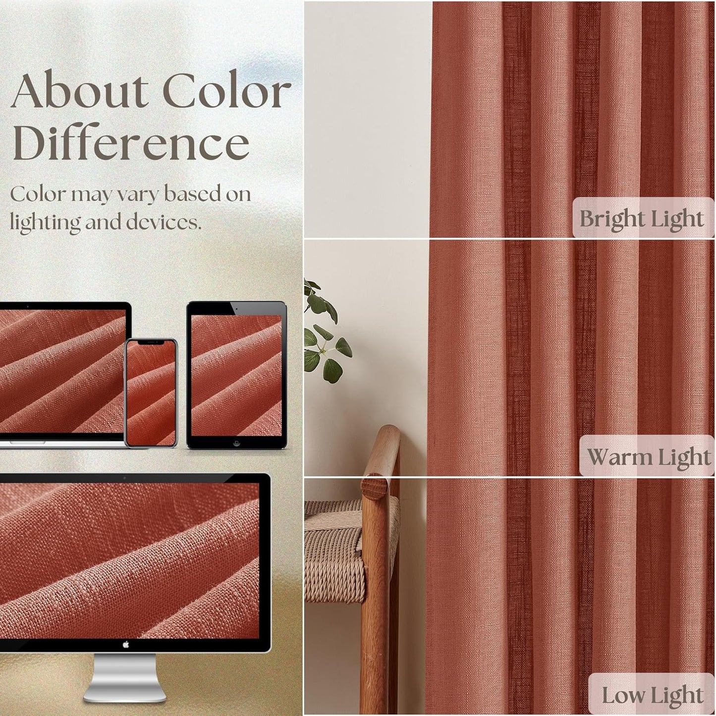 Pinch Pleated Linen Curtains 108" Beige, 2 Panels