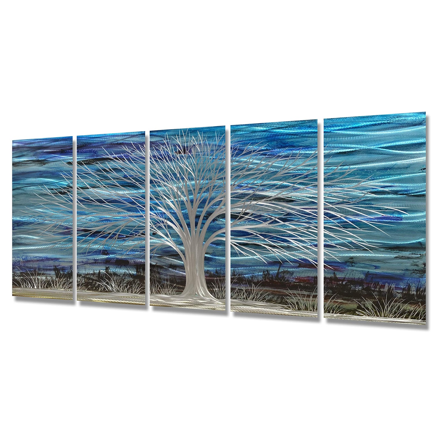 BATRENDY ARTS Silver Tree Wall Art