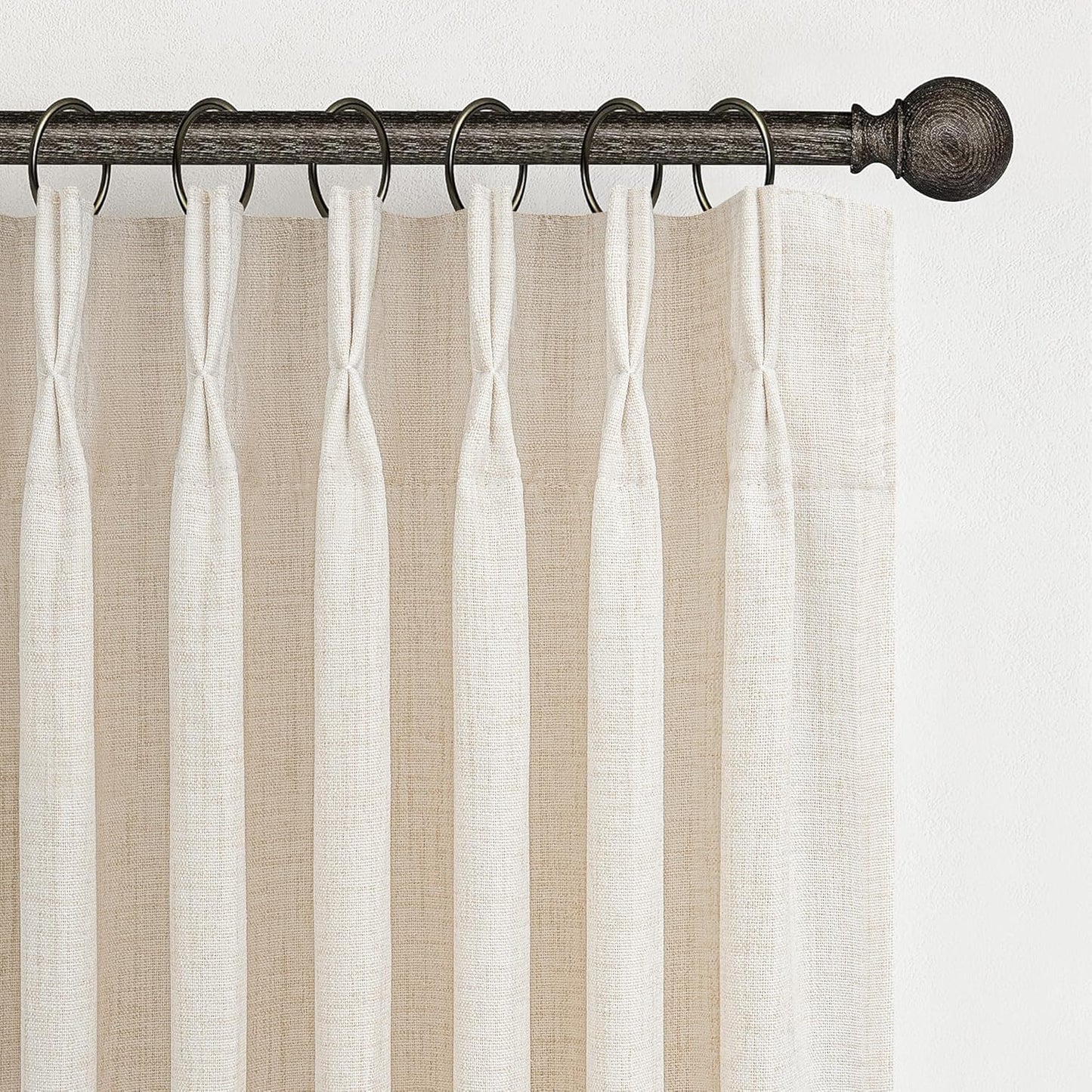 Rustic Linen Curtains, Oatmeal Beige 96" Set of 2