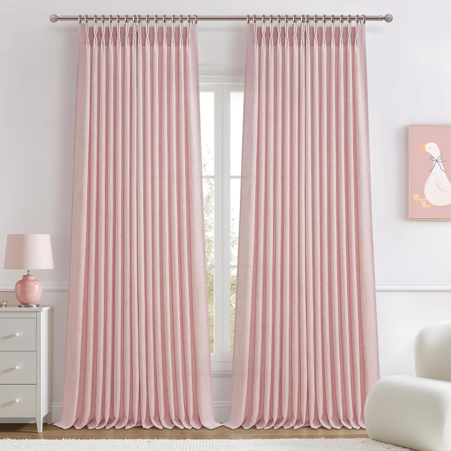 Rustic Linen Curtains, Oatmeal Beige 96" Set of 2