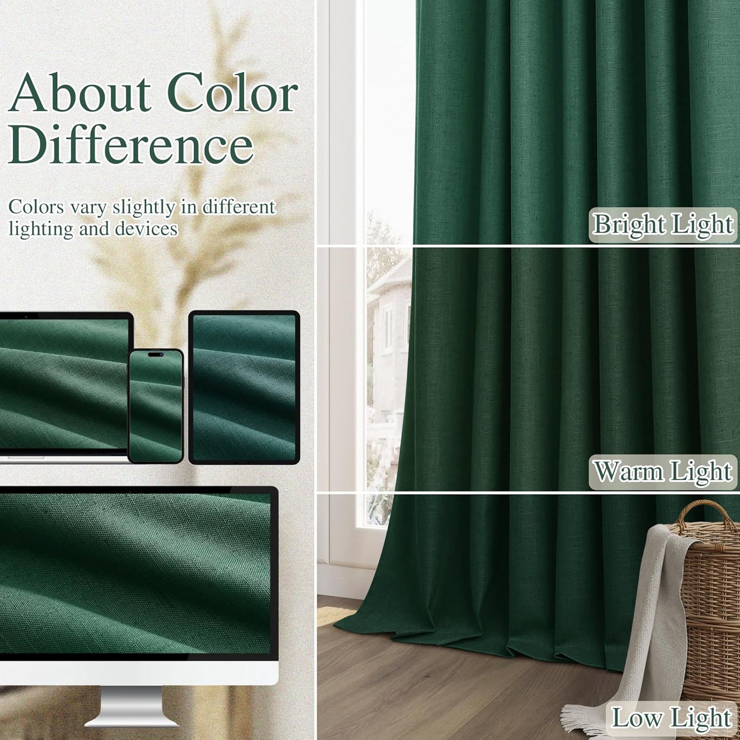 Cream Linen Blackout Curtains – 2 Panels
