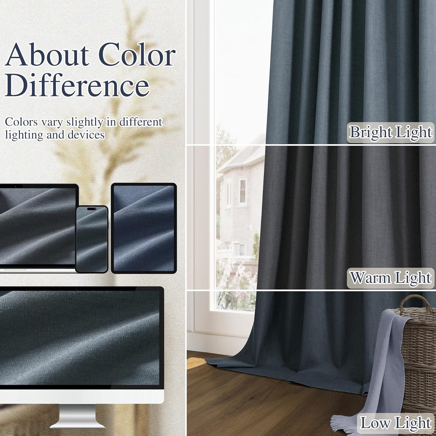 Cream Linen Blackout Curtains – 2 Panels