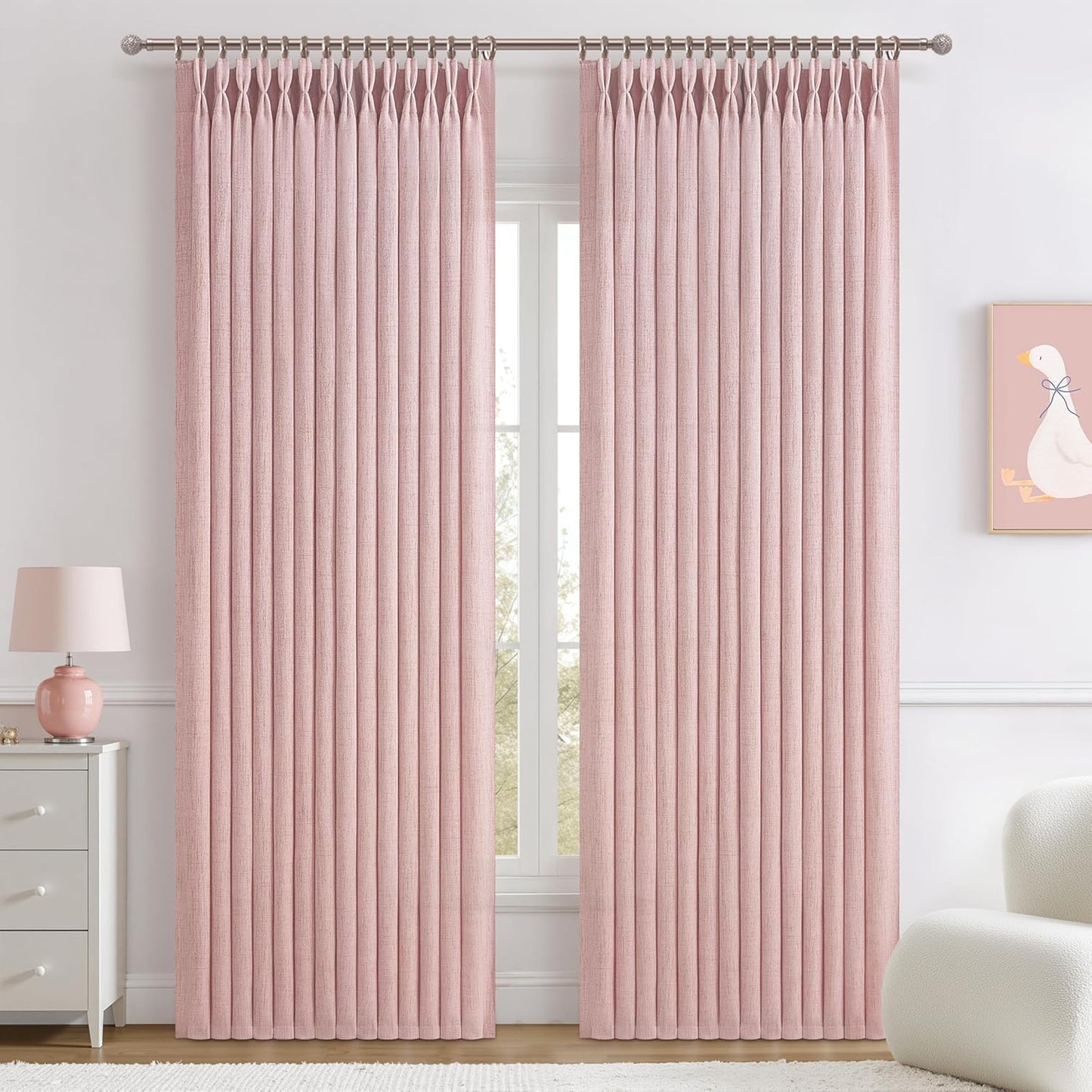 Rustic Linen Curtains, Oatmeal Beige 96" Set of 2